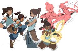 junehwa:  Some Korra drawings that I did in my down time at work and I finished them up at home. Decided to try some color variations . Super fun to try out!   &lt;3 &lt;3 &lt;3