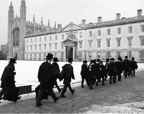 choirmas:In their iconic top hats and gowns, the trebles of King’s College, Cambridge make the