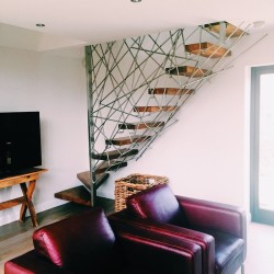 thecrayonclub:  #VSCOcam #interiordesign my folks finally got stairs! Inspired by the Beijing Olympic stadium (birds nest)