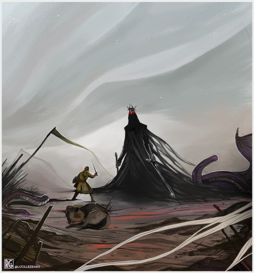 lucilledraws:Textless version. I’ve always wanted to draw the iconic scene between the Witch King an