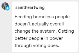 the-bright-path:sexhaver:sexhaver:Food Not Bombs resigned!still not over how much of a microcosm thi