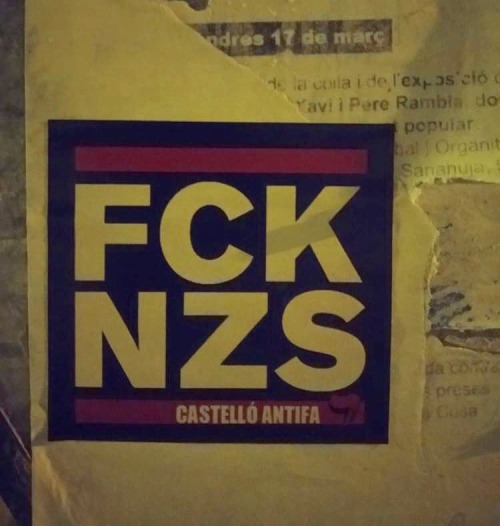 &lsquo;FCK NZS&rsquo; sticker spotted in Castellón, Spain