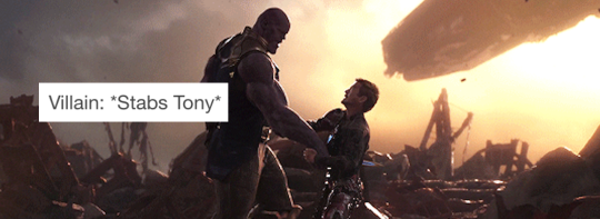 jess-b-thot:  itsallavengers:  Villain: *Stabs Tony* Tony: wtf this suit is Armani you fucking heathen  