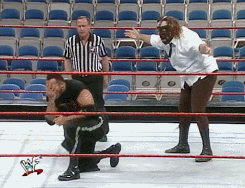 wrestlingchampions:  Mankind d. The Rock in an Empty Arena match to win his 2nd WWF Championship - Halftime HeAT: January 31, 1999