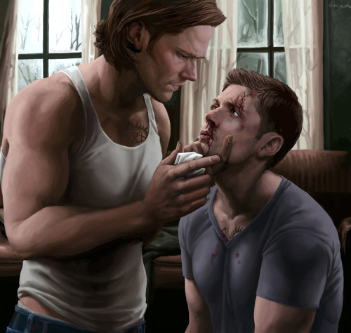 gassadaarts: “Comfort” - Sam &amp; Dean WinchesterSupernatural fanart by Gassada Oh 