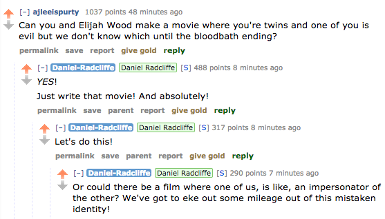  Daniel Radcliffe’s Reddit AMA + Elijah Wood  