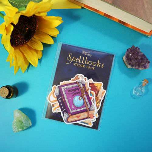 I just reopened my Etsy shop for the holidays and I made SPELLBOOK STICKERS, because drawing books&h