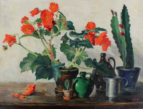 cactus-in-art:Otto Vaeltl (German, 1885 - 1977)Stillleben mit Kakteen