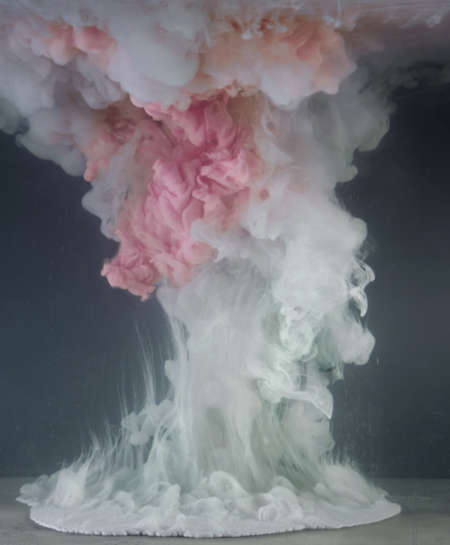 New York-based artist Kim Keever drops paint into water-filled aquariums to create unpredictable abs