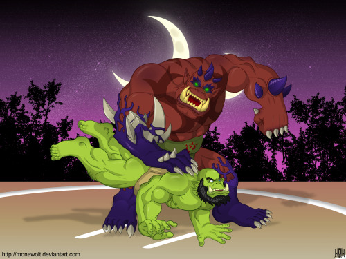 monawolt: orcish-sumo-basho:  Next bout!The blood crazed orc brute, Gurtogg!Vs.The former Warchief o