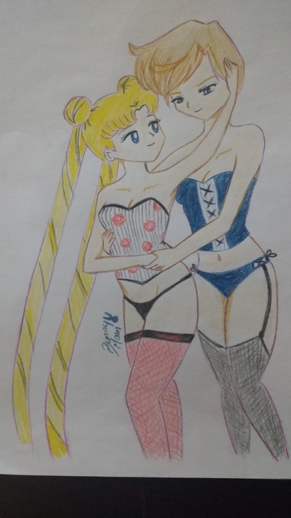 Harusagi ❤ #Sailor Moon #Sailor Uranus #Haruka Tenou #Usagi Tsukino #anime #lengerie #sexy #toei ani