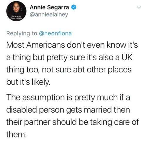 science-sexual:  thefibrodiaries:  As disabled members of the lgbt community we should be celebrating marriage equality, right? but unfortunately us disabled people who rely on government support to survive risk losing everything and becoming totally