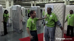 sizvideos:  Human mattress dominoes attempt breaks world record Video 