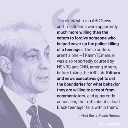 In 2014, Rahm Emanuel, then mayor of Chicago, engaged in a year-long cover-up that followed the fata