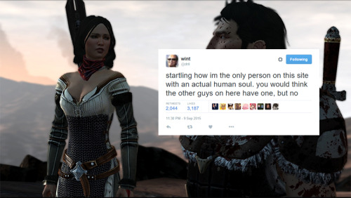 veliseraptor:dragon age + dril tweets || part one