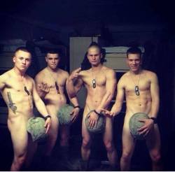 bccoastsurfer:  A group of naked military soldiers - proud to service!