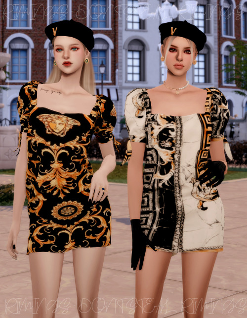 [RIMINGS] VERSACE Baroco Pattern Dress & Beret & EarringMARCH GIFTBOX - DRESS / HAT / EARRIN