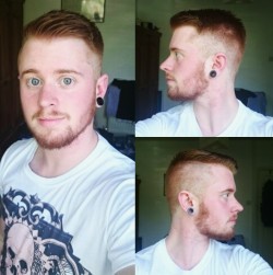 accio-aj:  I changed my hairstyle for the first time properly since I transitioned. Had no idea what I wanted but my barber said this would look good on me. Luckily I do really like it!  Just waiting for the beard to creep up my face a bit more now!