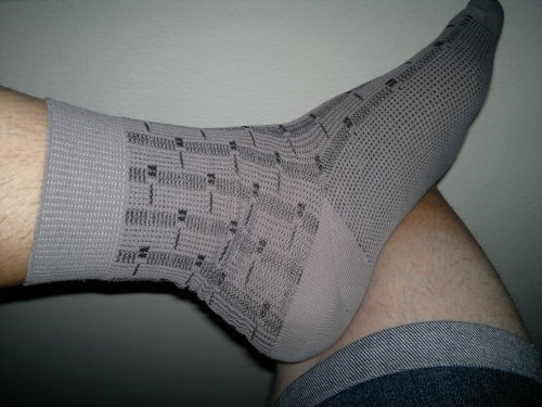 czech-patterned-nylon-socks:Grey coloured patterned vintage nylon socks.