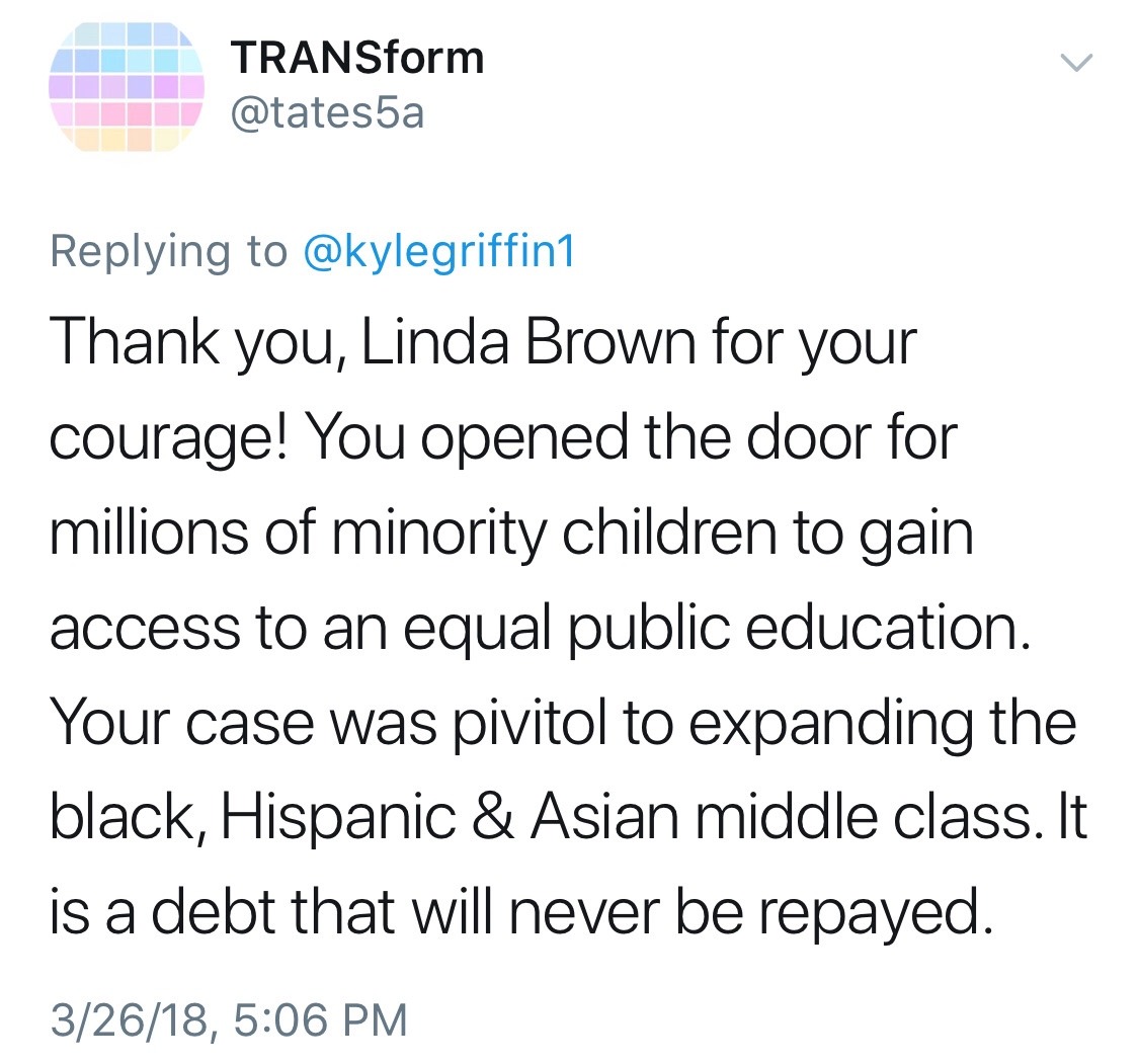 odinsblog:Rest In Peace, Linda Brown. Thank you for your courage in the fight to