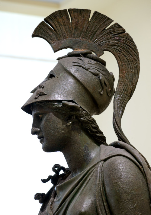theancientwayoflife:~Statue of Athene (“The Peiraeus Athena”). Medium: Bronze Date: 340—330 BCE. Athens, Archaeological Museum of Piraeus (Αθήνα, Αρχαιολογικό Μουσείο Πειραιά)