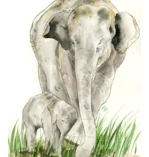 Elephant love at the #OOAK18. See it and other lovely animal prints at T23! #yienyip #watercolors #e