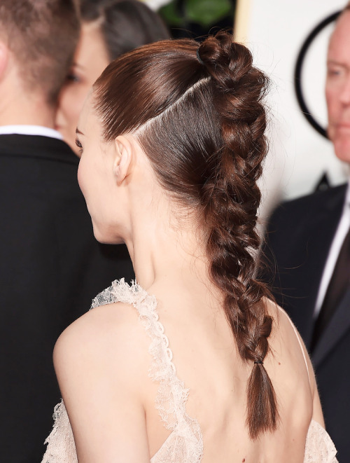 uptownhags: Actress Rooney Mara and her braid attend the 73rd Annual Golden Globe Awards held at the