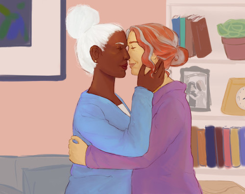 older jean + ororo slow dancing in their home for the ‘future’ prompt of @xmenfemslashweek :^) maybe
