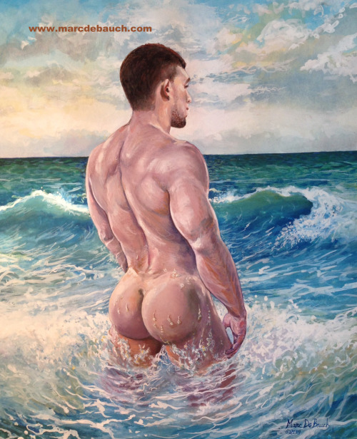 gay-erotic-art:  men-in-art:  Into the wavesMarc DeBauch2003   Autumn has arrived and we say goodbye to summer and all that comes with it. Many gay artists, photographers and painters, use the beach as their setting to great effect. For the next few days