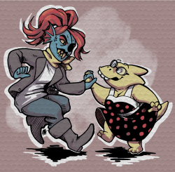 meltymoleart:  Undyne and Alphys 