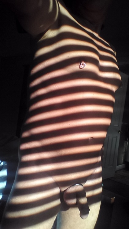 TGIF! Good morning, I put some stripes on! #me #cock ring #pierced nipples