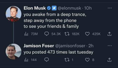Elon's Really Out There With His Hand On The Tweet Spout Like, "Do Not, My Friends, Become Addicted To