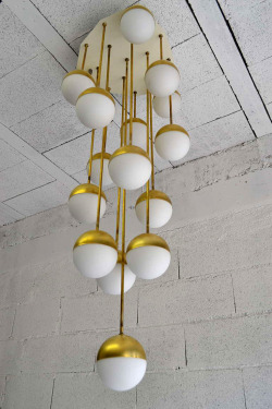 midcenturymodernfreak:  1965 Brass &amp; Glass Chandelier By Stilnovo | Italy - Via