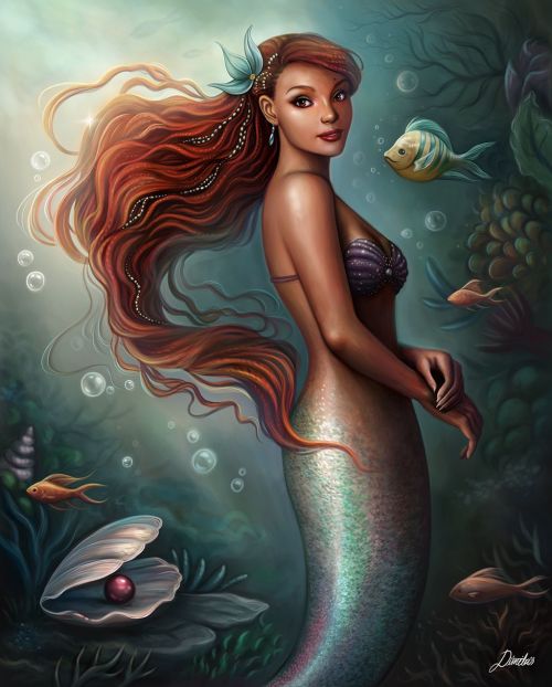 New #mermaid illustration featuring the beautiful Halle Bailey as Princess Ariel. I&rsquo;m very