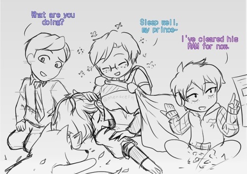 menacefh:It’s too much!—sshh… rest.A little vent doodle from work that I decided 