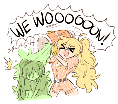 rwby baseball!au silly shenanigans leaders celebrating the winchasing off the annoying