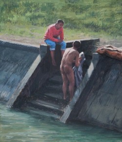 Serban Savu (Romanian, b. 1978), Homeless, 2014. Oil on board, 30 x 26 cm.