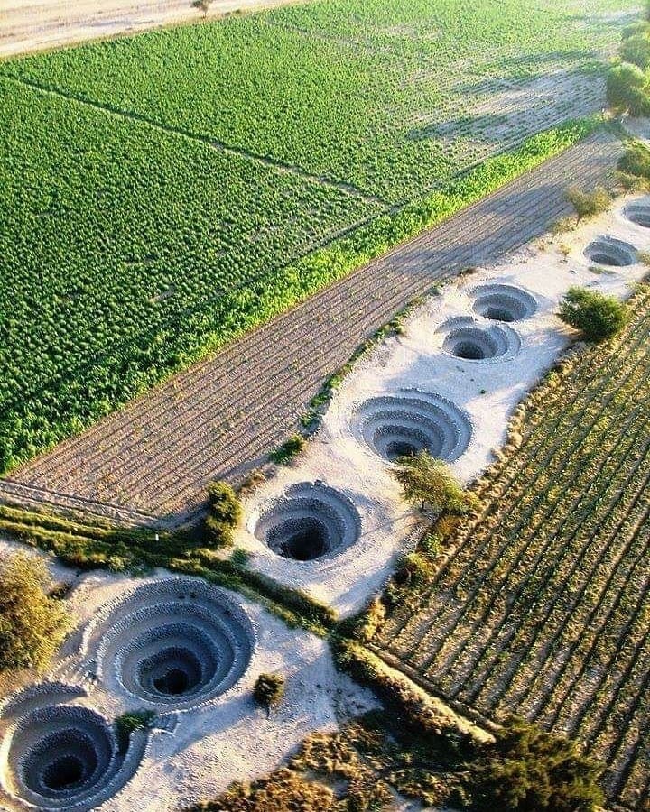 m1male2:The Cantalloc Aqueducts are a work of hydraulic engineering built in the middle of the desert by the ancient Nazca culture (200-700 AD). They are located 4 km. north of Nazca, Peru.Of the 46 underground aqueducts found, 32 are still in operation