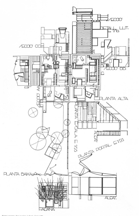 Enric Miralles - La Clota House. Barcelona, Spain. 1996The two parts of the project are united by a 