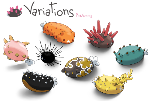 pinkgermy: Pyukumuku variations inspired by divers sea cucumber and two sea urchin !