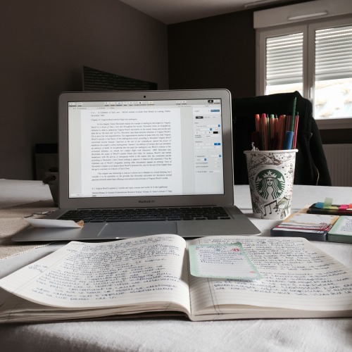 the-literaryowl:  April 15th 2016 • 10h33  Still working on my essay on Virginia Woolf and femi