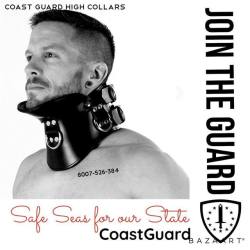 a8007399033:Join the CoastGuard and earn the right to wear the high collar! Unique among Guardsmen those protecting our shores wear a high collar and facial hair. #rubberuniform #serviceaboveself #highcollar #chocke #posturecorrector #rubber #numbertatto