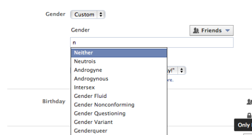 Facebook now has the option to customize your gender! Good for you Facebook.