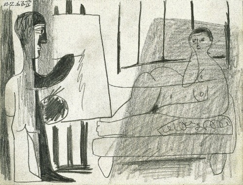 dionyssos:   Pablo Picasso Spanish 1881-1973  Le paintre et son modele  Year 1963 
