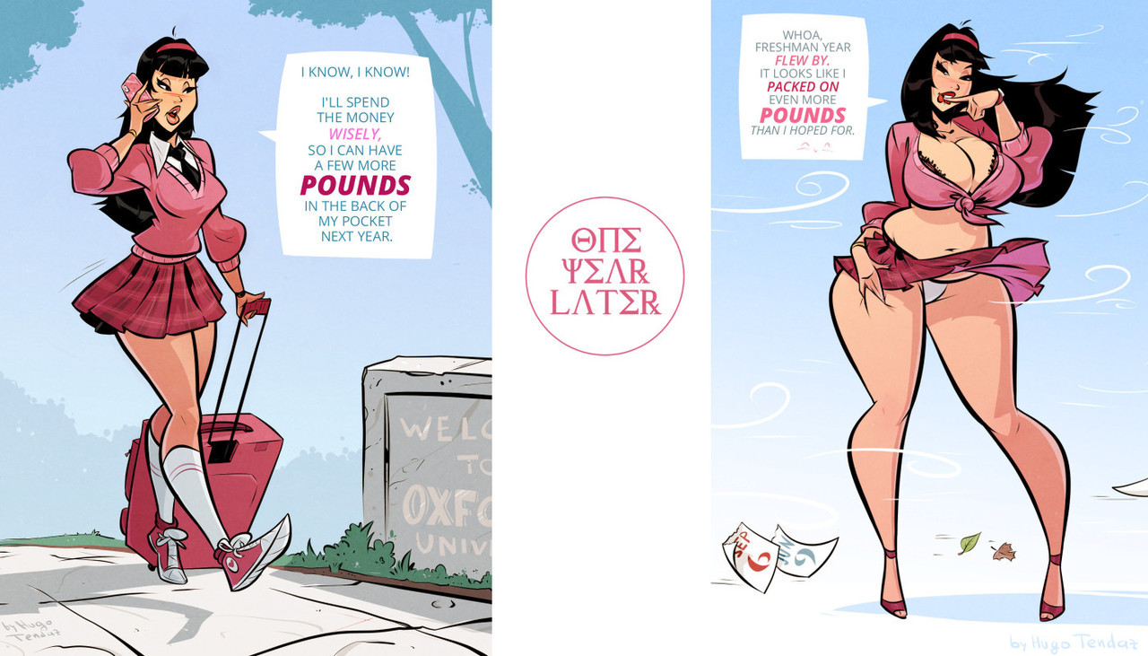 Freshman 15 - Cartoon PinUp Commission  Some freshman get 15 pounds, lucky ones get