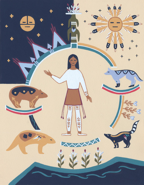 khangi:mearlee:A series of illustrations to Native American folktale ‘Poia’ (also known as ‘Scar-Fac