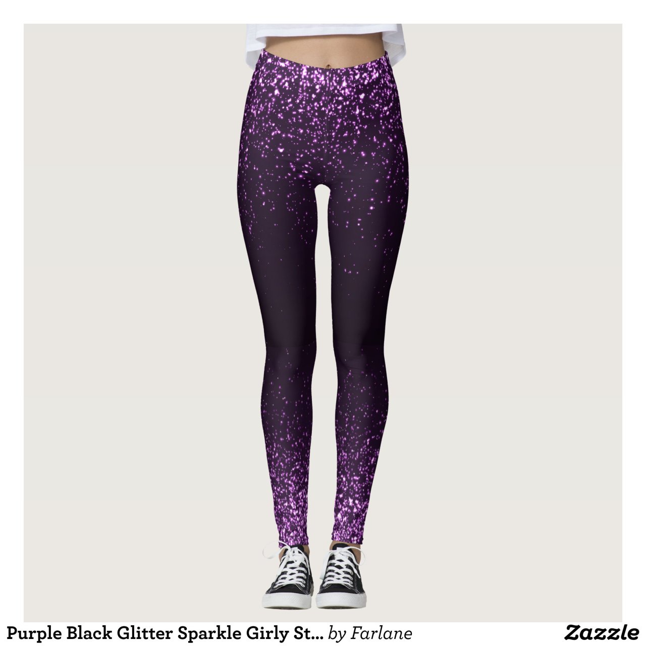 Purple Black Glitter Sparkle Girly Stylish Legging... Yoga Pants Designs