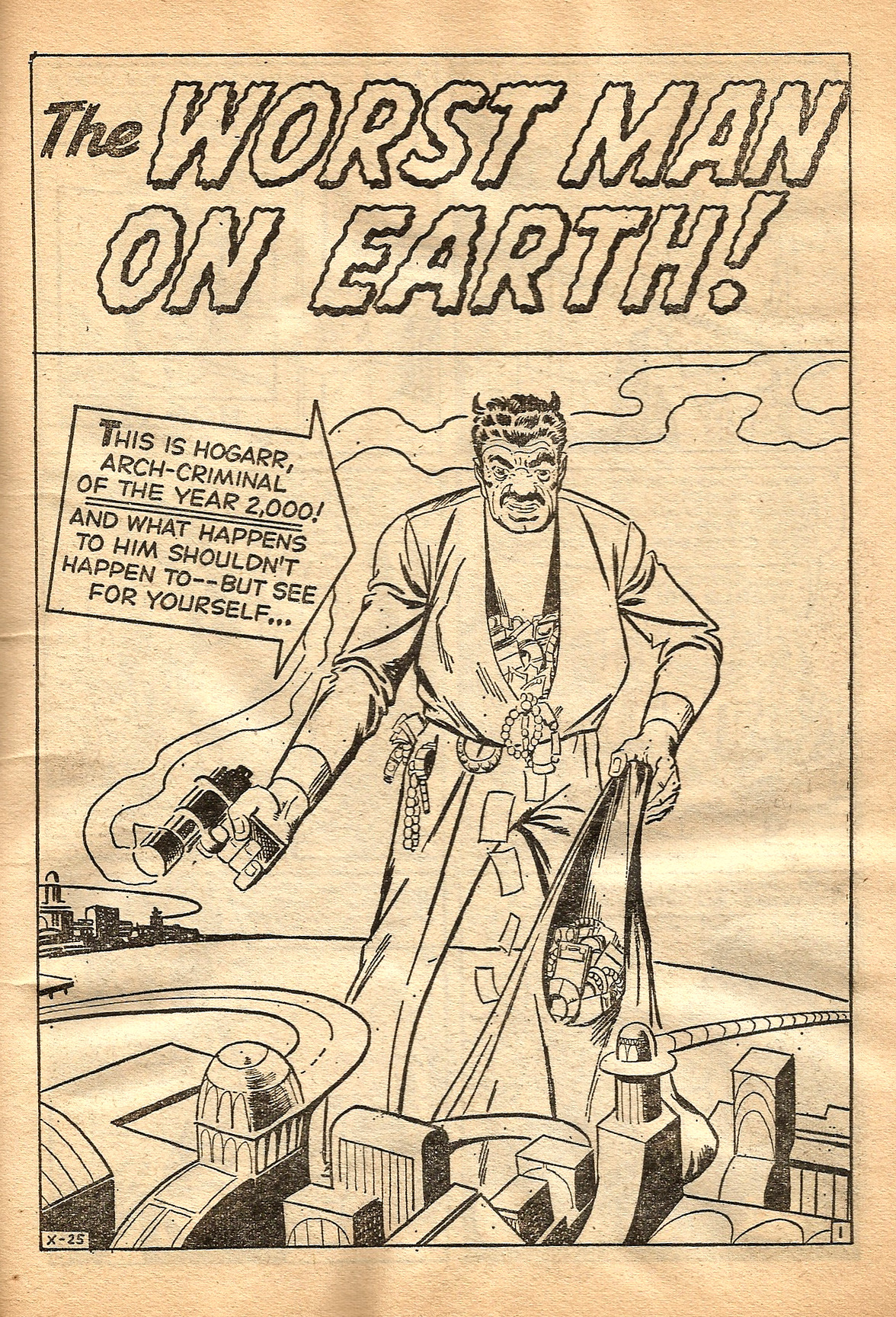 Splash page from The Worst Man On Earth by Stan Lee and Steve Ditko, from Uncanny