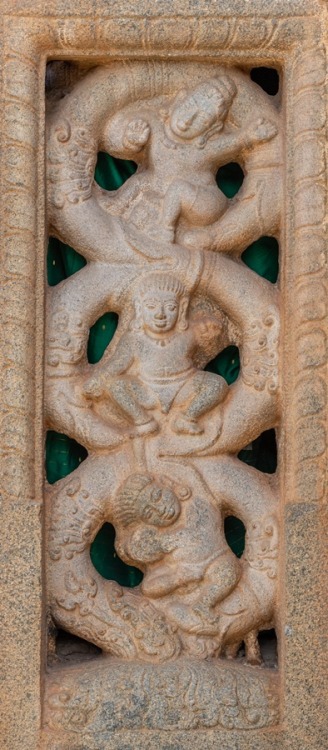 Ventilation window with sculpted dancers, Bhoga Nandishvara Temple, Bengaluru, Karnataka,  