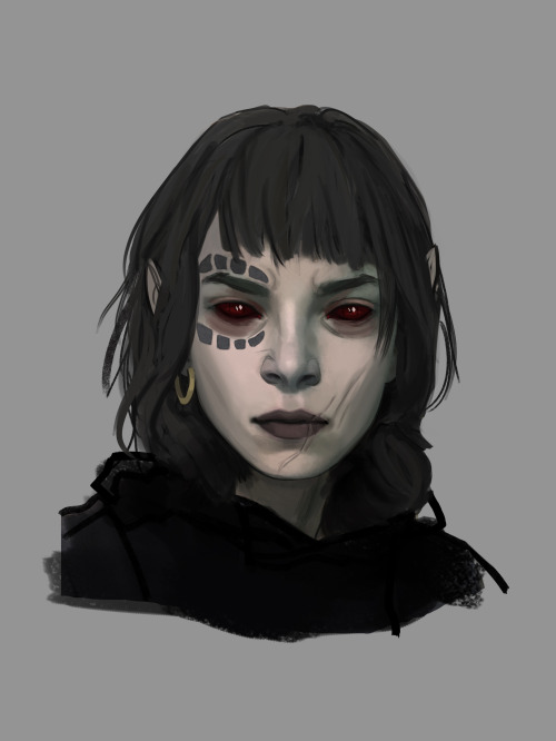 enxwag:dunmer portrait study WIP (more like fullfilling my fantasy. I used myself as reference :| )